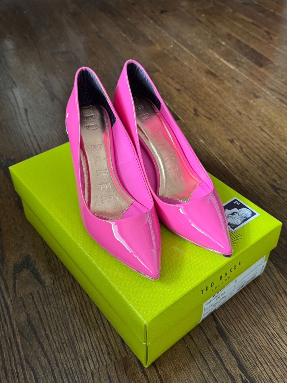 Ted Baker Wish Patent Leather Bright Pink Pump - Size 7 with Box